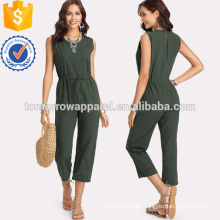 Green Drawstring Waist Solid Jumpsuit OEM/ODM Manufacture Wholesale Fashion Women Apparel (TA7001J)